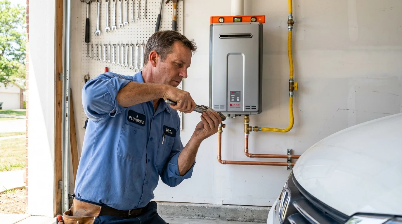 Tankless water heater installation by a Johns Plumbing LLC plumber in Marlow